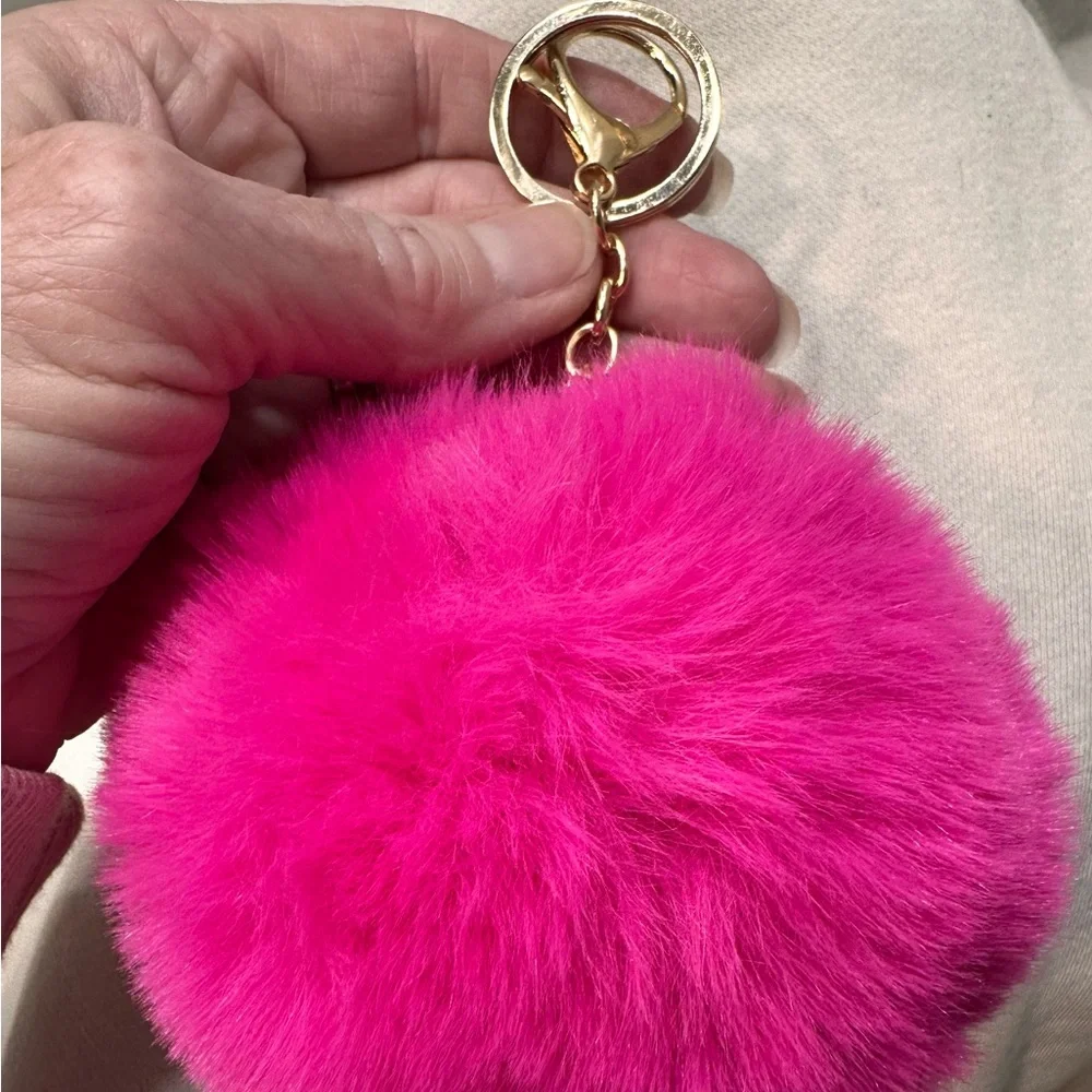 Pink Fur Keychain bag charm Accessory